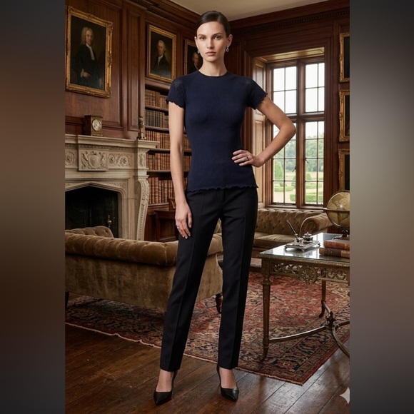 Prada Girocollo Jersey Intero Short Sleeve Top | Size S | Dark Blue / Black - Picture 5 of 15